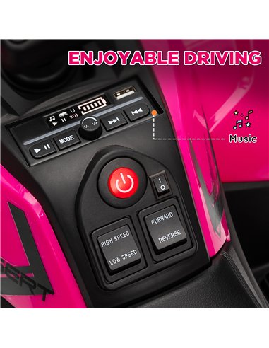 AIYAPLAY 12V Kids Electric Ride on ATV, Battery Powered Quad Bike w/ Spring Suspension, Forward Backward, Storage Basket - Pink