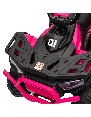 AIYAPLAY 12V Kids Electric Ride on ATV, Battery Powered Quad Bike w/ Spring Suspension, Forward Backward, Storage Basket - Pink
