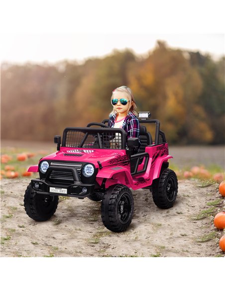 AIYAPLAY 12V Battery Powered Kids Ride-On Car, Electric Truck w/ Spring Suspension, Remote, Music, Horn, Lights, Pink - pic 124357 | FastDaddyshop
