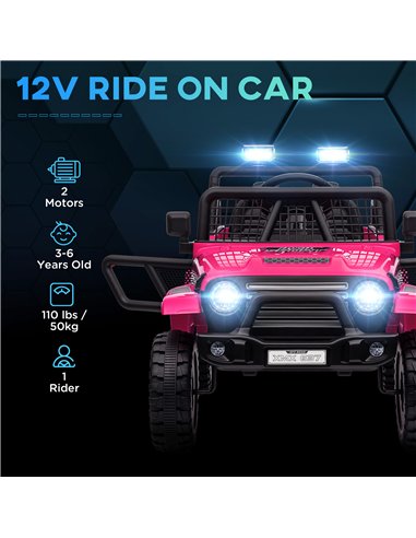 AIYAPLAY 12V Battery Powered Kids Ride-On Car, Electric Truck w/ Spring Suspension, Remote, Music, Horn, Lights, Pink