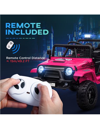 AIYAPLAY 12V Battery Powered Kids Ride-On Car, Electric Truck w/ Spring Suspension, Remote, Music, Horn, Lights, Pink