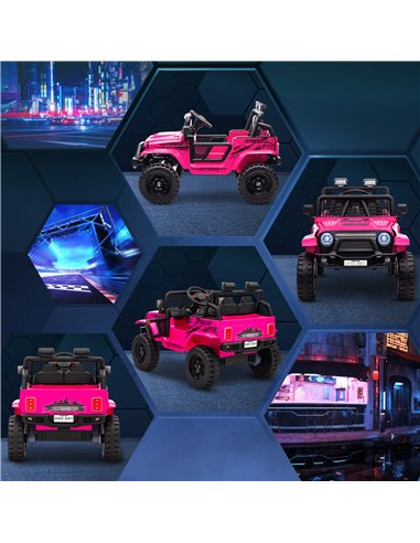 AIYAPLAY 12V Battery Powered Kids Ride-On Car, Electric Truck w/ Spring Suspension, Remote, Music, Horn, Lights, Pink