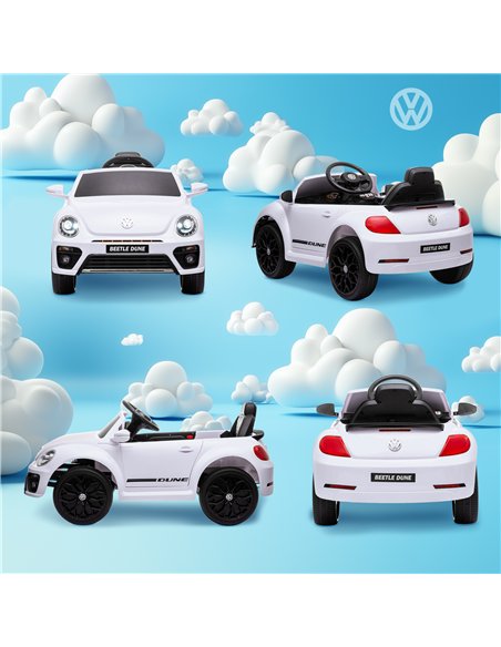 AIYAPLAY Volkswagen Beetle Licensed 12V Ride on Car w/ Remote Control, Suspension Wheels, Soft Start, Lights, Music, White - pic 124373 | FastDaddyshop
