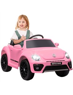 AIYAPLAY Volkswagen Beetle Licensed 12V Ride on Car w/ Remote Control, Suspension Wheels, Soft Start, Lights, Music, Pink