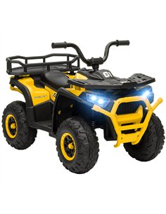 AIYAPLAY 12V Kids Electric Ride on ATV, Battery Powered Quad Bike w/ Spring Suspension, Forward Backward, Storage Basket - Yello