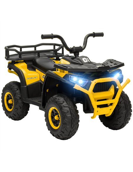 AIYAPLAY 12V Kids Electric Ride on ATV, Battery Powered Quad Bike w/ Spring Suspension, Forward Backward, Storage Basket - Yello - pic 124383 | FastDaddyshop