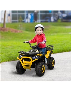 AIYAPLAY 12V Kids Electric Ride on ATV, Battery Powered Quad Bike w/ Spring Suspension, Forward Backward, Storage Basket - Yello 2