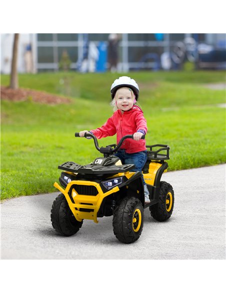 AIYAPLAY 12V Kids Electric Ride on ATV, Battery Powered Quad Bike w/ Spring Suspension, Forward Backward, Storage Basket - Yello - pic 124384 | FastDaddyshop