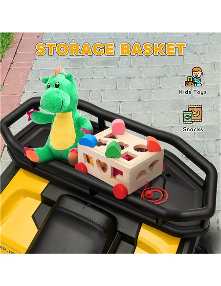 AIYAPLAY 12V Kids Electric Ride on ATV, Battery Powered Quad Bike w/ Spring Suspension, Forward Backward, Storage Basket - Yello - pic 124387 | FastDaddyshop