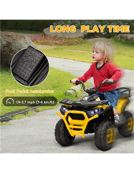 AIYAPLAY 12V Kids Electric Ride on ATV, Battery Powered Quad Bike w/ Spring Suspension, Forward Backward, Storage Basket - Yello - pic 124388 | FastDaddyshop