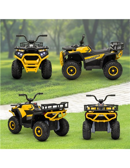 AIYAPLAY 12V Kids Electric Ride on ATV, Battery Powered Quad Bike w/ Spring Suspension, Forward Backward, Storage Basket - Yello - pic 124390 | FastDaddyshop