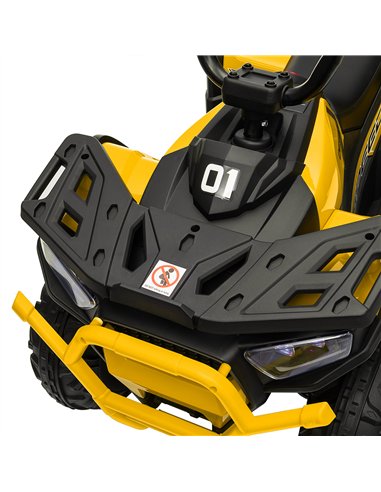 AIYAPLAY 12V Kids Electric Ride on ATV, Battery Powered Quad Bike w/ Spring Suspension, Forward Backward, Storage Basket - Yello