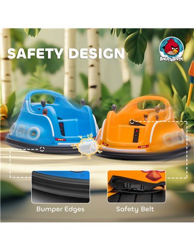 AIYAPLAY Angry Bird Licensed Waltzer Car, 12V Kids Bumper Car w/ Joysticks, Remote, Music LED Lights - Orange