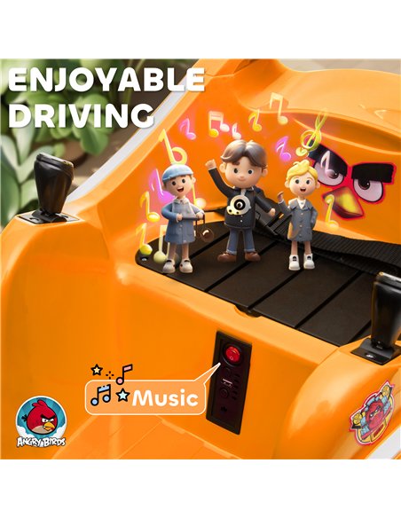 AIYAPLAY Angry Bird Licensed Waltzer Car, 12V Kids Bumper Car w/ Joysticks, Remote, Music LED Lights - Orange - pic 124398 | FastDaddyshop