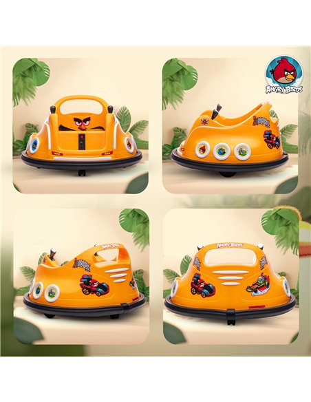 AIYAPLAY Angry Bird Licensed Waltzer Car, 12V Kids Bumper Car w/ Joysticks, Remote, Music LED Lights - Orange - pic 124400 | FastDaddyshop