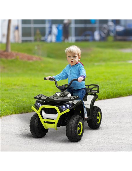 AIYAPLAY 12V Kids Electric Ride on ATV, Battery Powered Quad Bike w/ Spring Suspension, Forward Backward, Storage Basket - Green - pic 124402 | FastDaddyshop