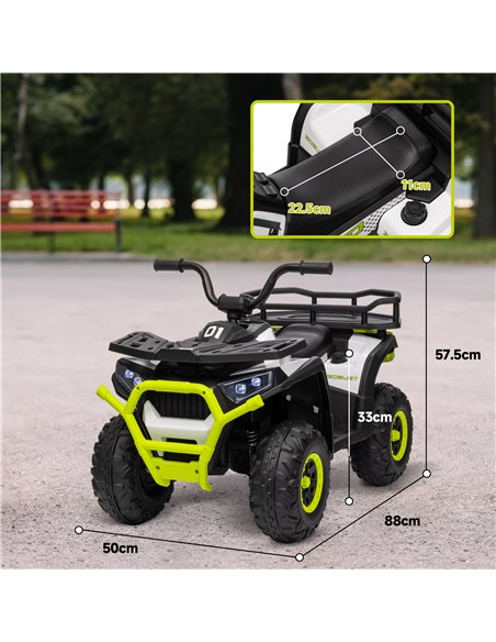 AIYAPLAY 12V Kids Electric Ride on ATV, Battery Powered Quad Bike w/ Spring Suspension, Forward Backward, Storage Basket - Green - pic 124403 | FastDaddyshop