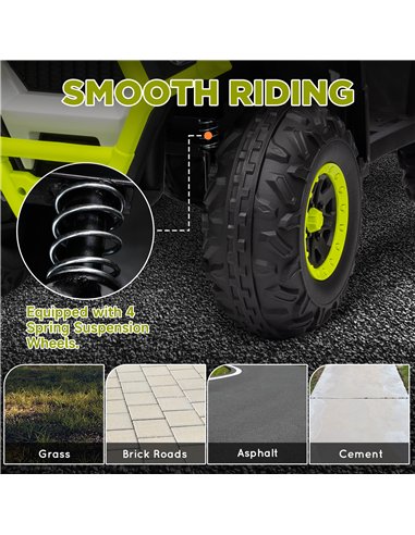 AIYAPLAY 12V Kids Electric Ride on ATV, Battery Powered Quad Bike w/ Spring Suspension, Forward Backward, Storage Basket - Green