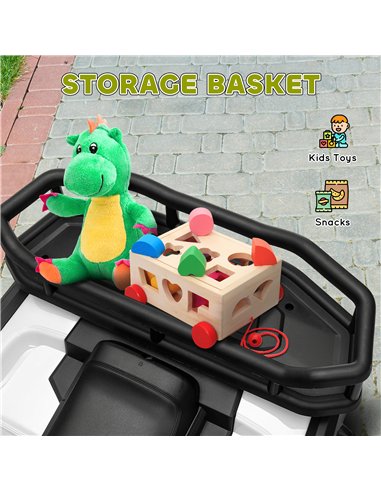 AIYAPLAY 12V Kids Electric Ride on ATV, Battery Powered Quad Bike w/ Spring Suspension, Forward Backward, Storage Basket - Green