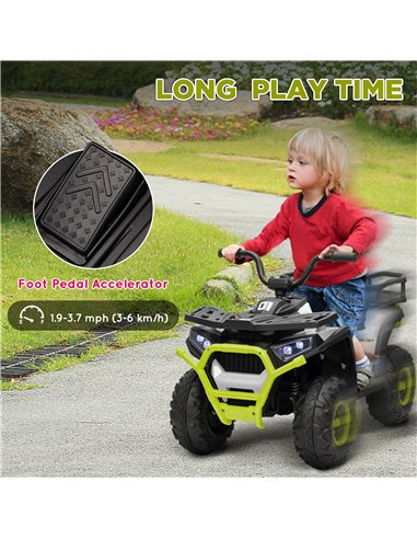 AIYAPLAY 12V Kids Electric Ride on ATV, Battery Powered Quad Bike w/ Spring Suspension, Forward Backward, Storage Basket - Green
