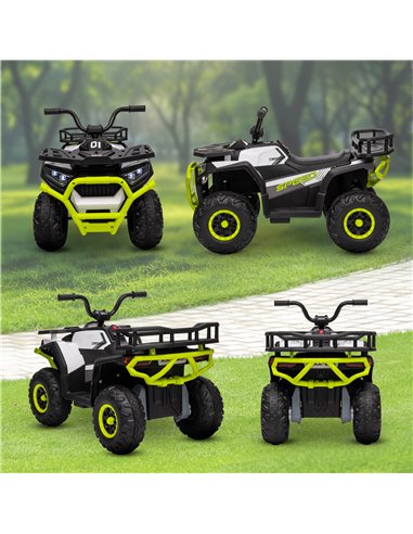 AIYAPLAY 12V Kids Electric Ride on ATV, Battery Powered Quad Bike w/ Spring Suspension, Forward Backward, Storage Basket - Green