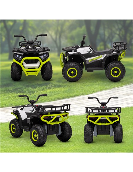 AIYAPLAY 12V Kids Electric Ride on ATV, Battery Powered Quad Bike w/ Spring Suspension, Forward Backward, Storage Basket - Green - pic 124408 | FastDaddyshop