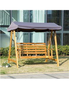 Outsunny 3 Seater Outdoor Wooden Garden Swing Chair with Adjustable Canopy 2