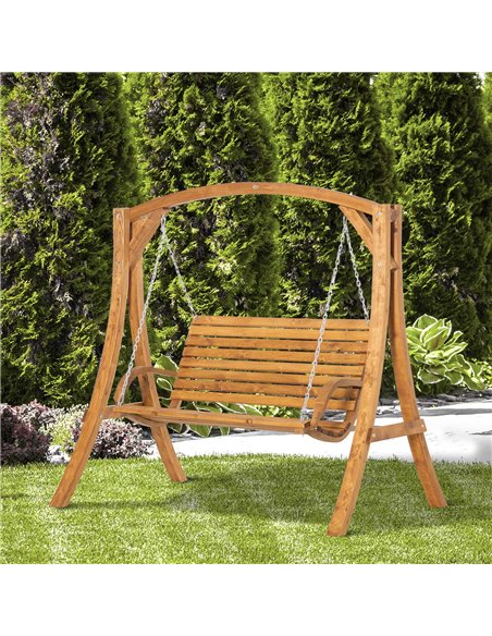 Outsunny 2 Seater Garden Swing Chair, Outdoor Wooden Swing Bench Seat - pic 12457 | FastDaddyshop