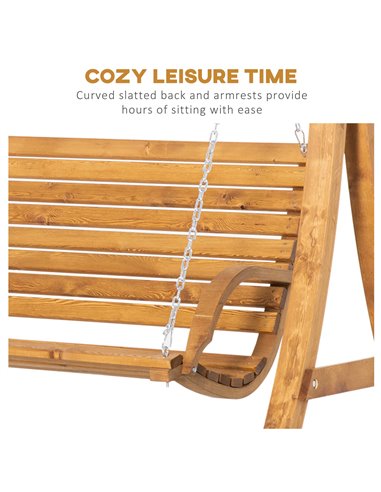Outsunny 2 Seater Garden Swing Chair, Outdoor Wooden Swing Bench Seat