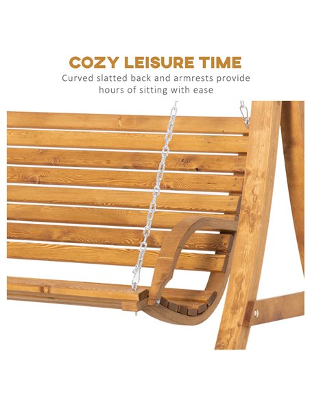 Outsunny 2 Seater Garden Swing Chair, Outdoor Wooden Swing Bench Seat - pic 12461 | FastDaddyshop