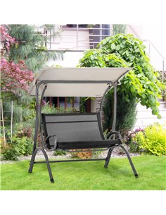 Outsunny 2 Seater Outdoor Garden Swing Chair with Texteline Seats, Beige 2