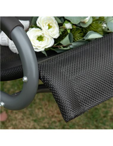 Outsunny 2 Seater Garden Swing Chair Outdoor Hammock Bench w/ Adjustable Tilting Canopy, Texteline Seats and Steel Frame, Beige