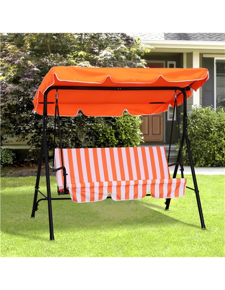 Outsunny 3 Seater Canopy Swing Chair Garden Rocking Bench Heavy Duty Patio Metal Seat w/ Top Roof - Orange - pic 12481 | FastDaddyshop
