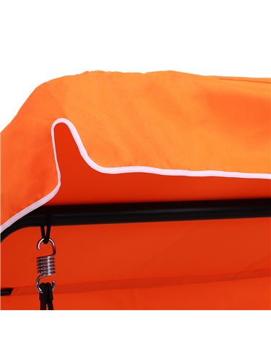 Outsunny 3 Seater Canopy Swing Chair Garden Rocking Bench Heavy Duty Patio Metal Seat w/ Top Roof - Orange