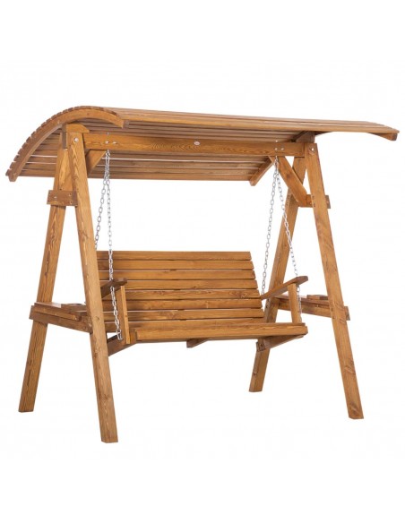 Outsunny 2 Seater Swing Chair with Adjustable Canopy and Pine Wood Frame - pic 12489 | FastDaddyshop