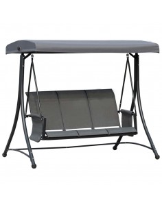 Outsunny 3 Person Outdoor Porch Swing Chair with High Back Design, Charcoal Grey