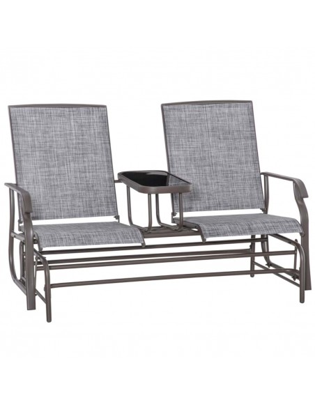 Outsunny Metal Double Swing Chair with Table, Grey - pic 12493 | FastDaddyshop