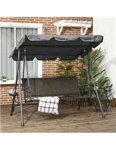 Outsunny 3 Seater Garden Swing Chair with Adjustable Canopy, Rattan Seat 2