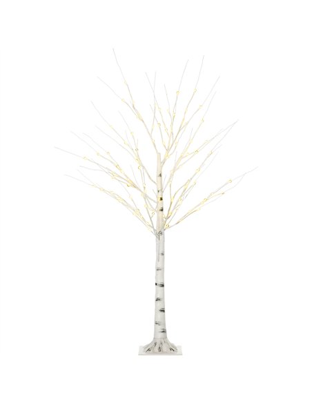 HOMCOM 5ft Artificial White Birch Tree Light with Warm White Pre-Lit LED Light for Indoor and Covered Outdoor Use - pic 125094 | FastDaddyshop