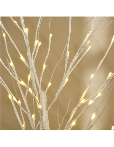 HOMCOM 5ft Artificial White Birch Tree Light with Warm White Pre-Lit LED Light for Indoor and Covered Outdoor Use