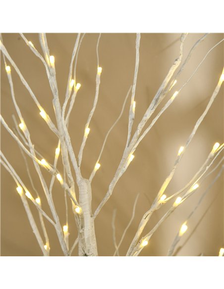 HOMCOM 5ft Artificial White Birch Tree Light with Warm White Pre-Lit LED Light for Indoor and Covered Outdoor Use - pic 125101 | FastDaddyshop