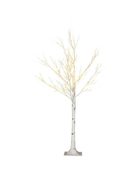 HOMCOM 4ft Artificial White Birch Tree Light with Warm White Pre-Lit LED Light for Indoor and Covered Outdoor Use - pic 125103 | FastDaddyshop