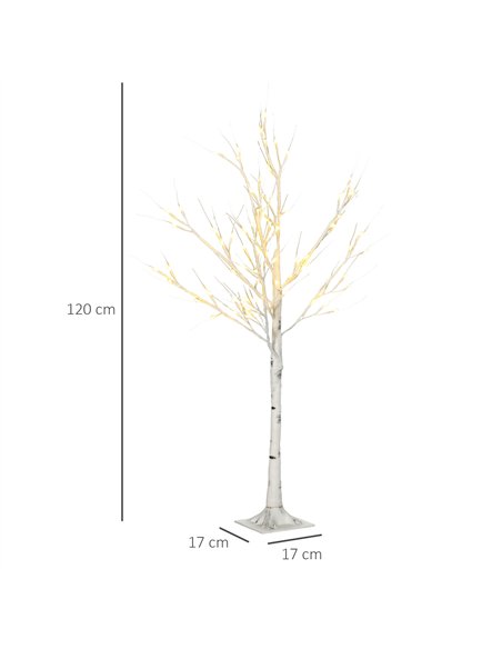HOMCOM 4ft Artificial White Birch Tree Light with Warm White Pre-Lit LED Light for Indoor and Covered Outdoor Use - pic 125105 | FastDaddyshop