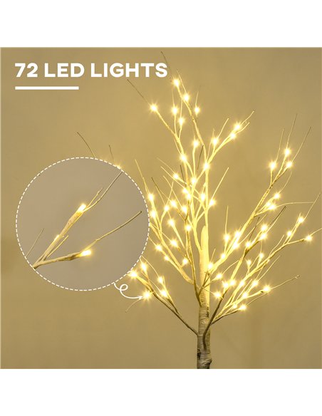 HOMCOM 4ft Artificial White Birch Tree Light with Warm White Pre-Lit LED Light for Indoor and Covered Outdoor Use - pic 125106 | FastDaddyshop
