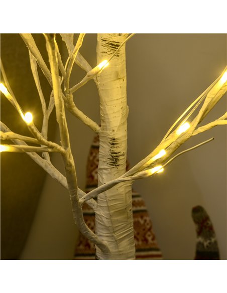 HOMCOM 4ft Artificial White Birch Tree Light with Warm White Pre-Lit LED Light for Indoor and Covered Outdoor Use - pic 125111 | FastDaddyshop