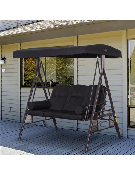 Outsunny Swing Chair Hammock Chair 3 Seater Canopy Cushion Shelter Outdoor Bench Black - pic 12515 | FastDaddyshop