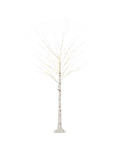 HOMCOM 6ft Artificial White Birch Tree Light with Warm White Pre-Lit LED Light for Indoor and Covered Outdoor Use