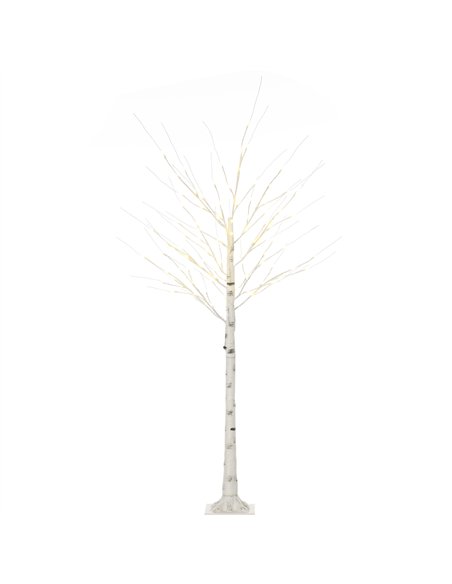 HOMCOM 6ft Artificial White Birch Tree Light with Warm White Pre-Lit LED Light for Indoor and Covered Outdoor Use - pic 125157 | FastDaddyshop