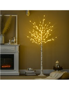 HOMCOM 6ft Artificial White Birch Tree Light with Warm White Pre-Lit LED Light for Indoor and Covered Outdoor Use 2