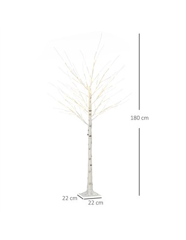 HOMCOM 6ft Artificial White Birch Tree Light with Warm White Pre-Lit LED Light for Indoor and Covered Outdoor Use